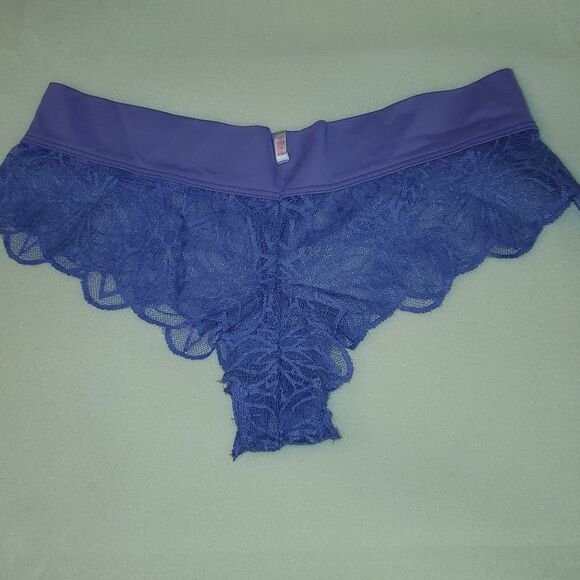 Victorias Secret Pink Xtra Low Rise Cheekster Purple Lace Panty Panties Undies M - Picture 2 of 7